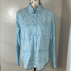Columbia Blue Floral Outdoor Button Down